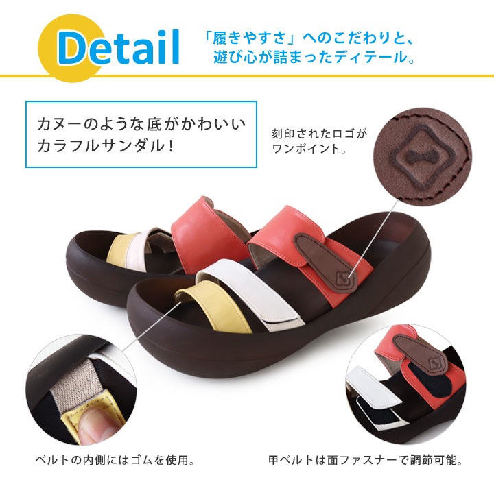 リゲッタカヌー RegettaCanoe CJBF-5148a ビッグフット レディース トリコロールサンダル 面テープ 履きやすい 歩きやすい 疲れにくい