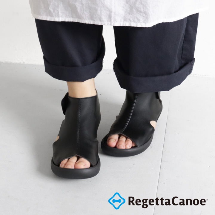 リゲッタカヌー RegettaCanoe CJFW-3521 フラットウェッジヒール ブーツサンダル バックベルト サンダル ローヒール 美脚 エレガンス 履きやすい 疲れにくい
