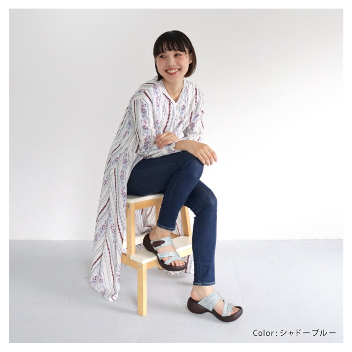 リゲッタカヌー RegettaCanoe <br>CJEG-5255  エッグヒール 3本ベルトサンダル ジャガード織 履きやすい 歩きやすい 痛くなりにくい