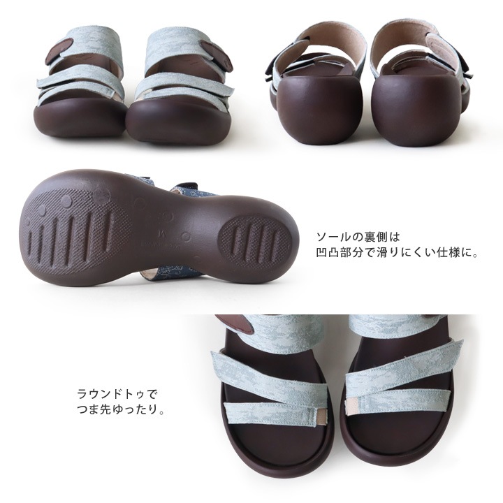 リゲッタカヌー RegettaCanoe <br>CJEG-5255  エッグヒール 3本ベルトサンダル ジャガード織 履きやすい 歩きやすい 痛くなりにくい