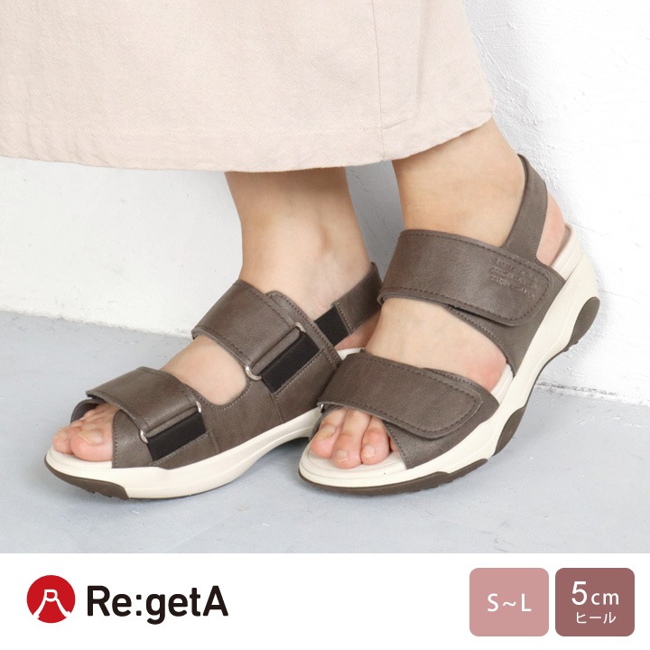リゲッタ Re:getA RE-3005 軽量 厚底 2本ベルトサンダル フラット バックベルト レディース 歩きやすい 履きやすい 痛くなりにくい EVA