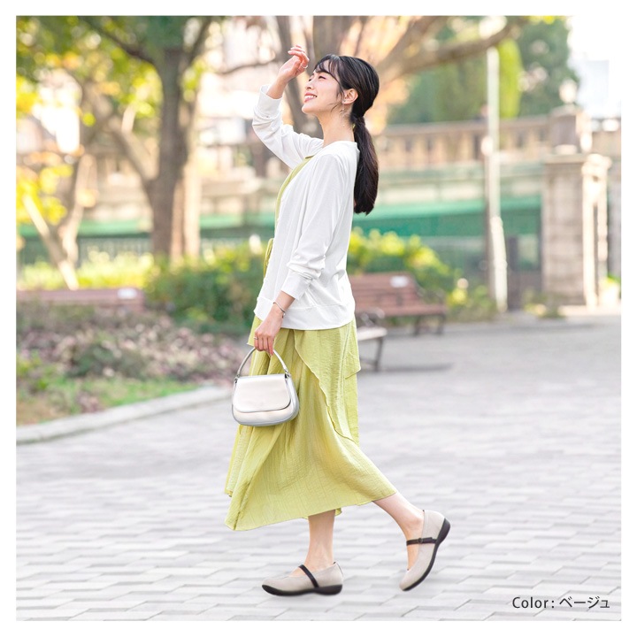 リゲッタ Re:getA R-2363 ニットパンプス ローヒール ストラップ シューズ ぺたんこ 履きやすい 歩きやすい 新生活 母の日 バレエシューズ