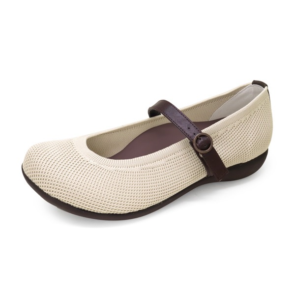 リゲッタ Re:getA R-2363 ニットパンプス ローヒール ストラップ シューズ ぺたんこ 履きやすい 歩きやすい 新生活 母の日 バレエシューズ