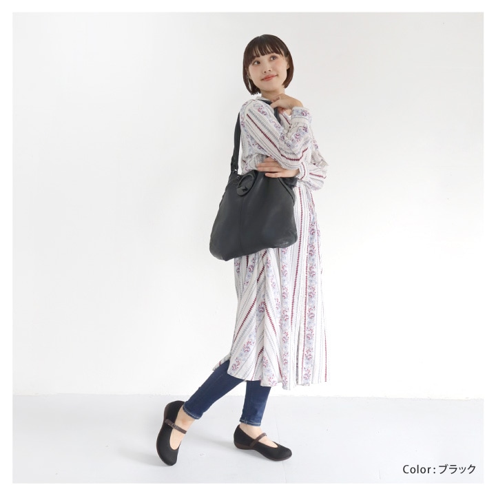 リゲッタ Re:getA R-2363 ニットパンプス ローヒール ストラップ シューズ ぺたんこ 履きやすい 歩きやすい 新生活 母の日 バレエシューズ