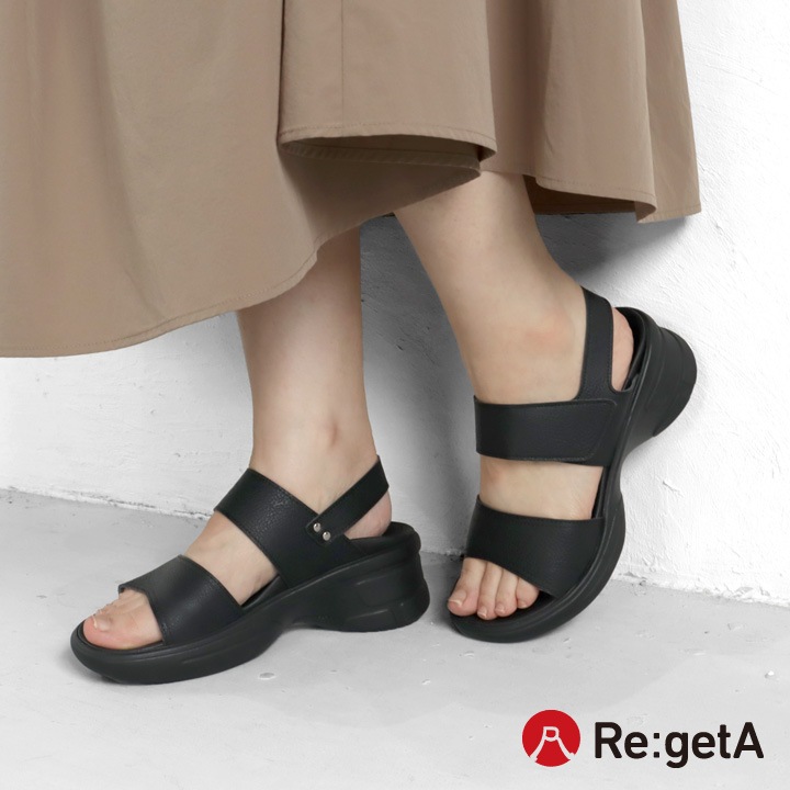 リゲッタ Re:getA RE-552 軽量 厚底 2本ベルトサンダル 生グミインソール バックベルト レディース 履きやすい 歩きやすい EVA