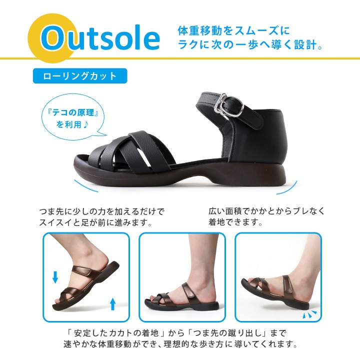 リゲッタカヌー RegettaCanoe CJSL-1705 ステイルソール クロスベルト サンダル ぺたんこ 歩きやすい ラバー素材 滑りにくい レディース