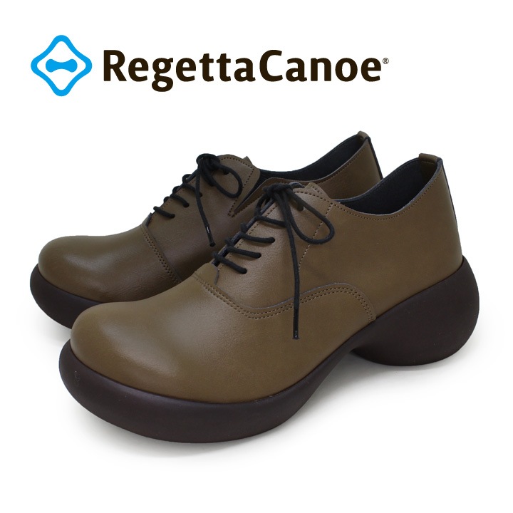 リゲッタカヌー　RegettaCanoe CJES-6140 エッグヒール レースアップシューズ アンティーク風 レディース 厚底 歩きやすい 履きやすい