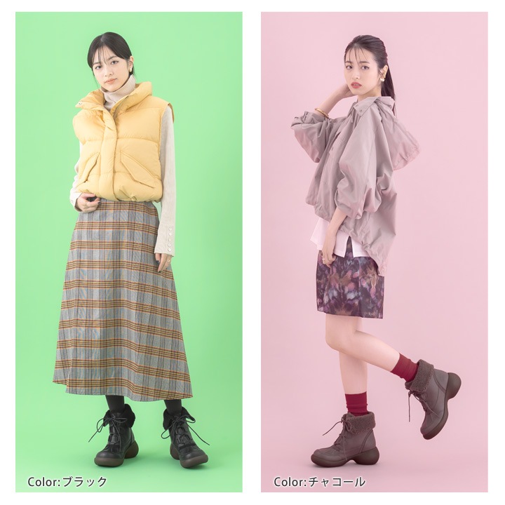 リゲッタカヌー　RegettaCanoe CJES-002c エッグヒール　ミリタリー　折り返し　ブーツ　ボア　レースアップ　レディース　厚底　歩きやすい　履きやすい