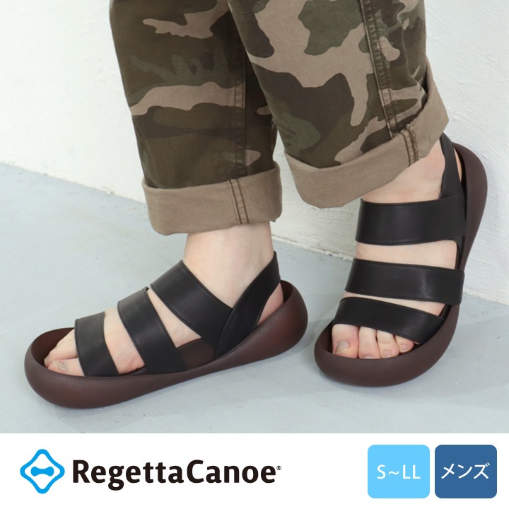 リゲッタカヌー RegettaCanoe CJMB-2513 メンズビッグフットライト ベルトサンダル  サンダル モノクロ 履きやすい 歩きやすい 父の日