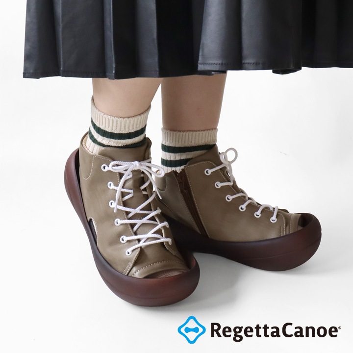リゲッタカヌー RegettaCanoe CJBF-5200 ビッグフット レディース ブーツサンダル ファスナー レースアップ 靴紐 履きやすい 歩きやすい 疲れにくい