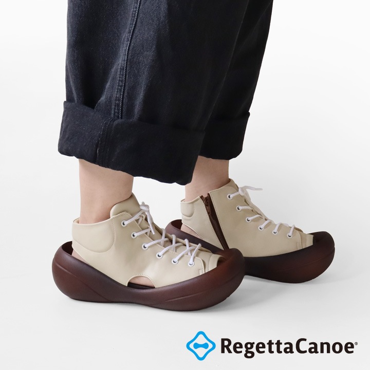 リゲッタカヌー RegettaCanoe CJBF-5200 ビッグフット レディース ブーツサンダル ファスナー レースアップ 靴紐 履きやすい 歩きやすい 疲れにくい