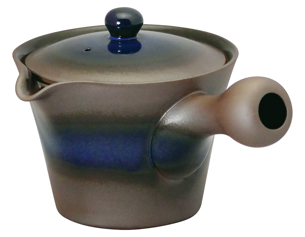 期間限定~10/2!『スズ木』萬古焼 ルリ吹 茶ガラの捨てやすい急須(カップ網) 【送料込】