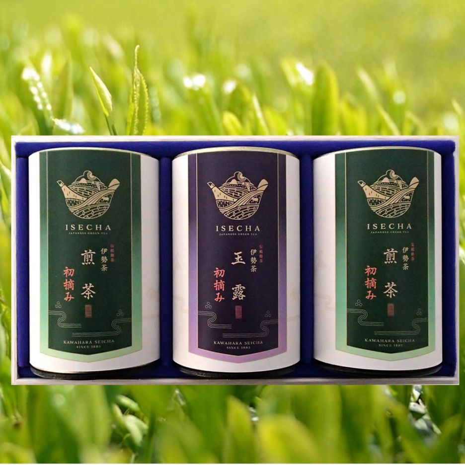 伊勢茶詰合せ(初摘み玉露×1・初摘み煎茶×2)【ZA-100】
