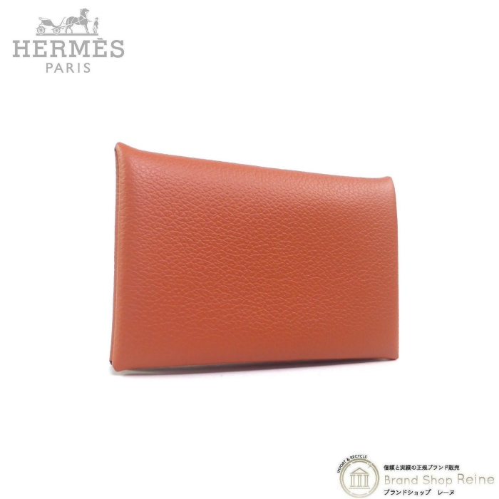 HERMES カルヴィ レザー 名刺入れボックスカーフ