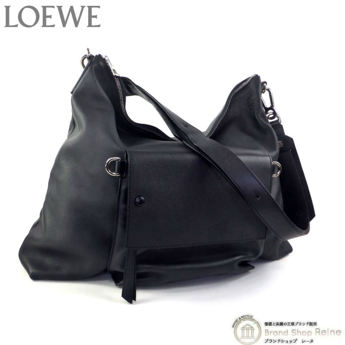 美品】LOEWE ロエベ ラムレザースカート 黒 膝丈 Lサイズ 羊革 【公式
