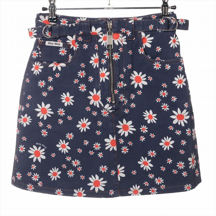 ミュウミュウ （MIUMIU） コットン 花柄 ミニスカート 36 MG1372