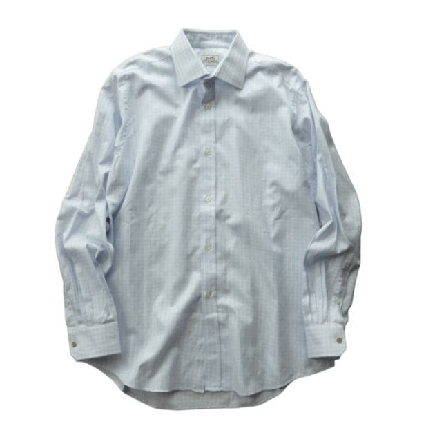 エルメス （HERMES） コットン チェック ドレス シャツ 長袖 42 ブルー