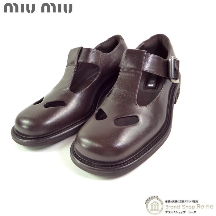 �ߥ奦�ߥ奦 ��MIUMIU�� T�С� �쥶�����塼�� �����ե��� �ѥ�ץ� �� #36 5E318E �֥饦���̤�����ʡ� ���