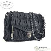 �ץ�� ��PRADA�� ���㥶�� �ʥ����� �ƥ����� �������󥷥����� �Хå� BR4608 �֥�å���SV�������ʡ� ���