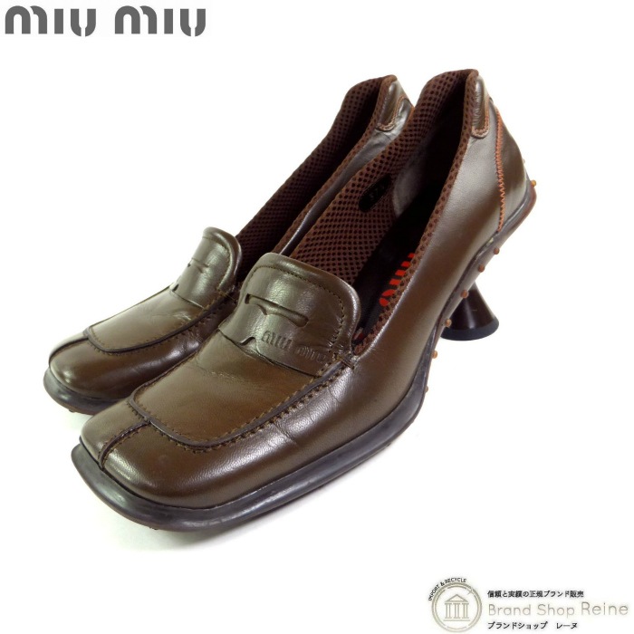 �ߥ奦�ߥ奦 ��MIUMIU�� �쥶�����塼�� �����ե��� �ѥ�ץ� �� #37 1/2 �֥饦�����š� 