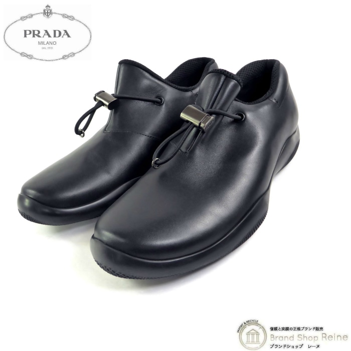 �ץ�� ��PRADA�� ��ͥ������å� �ȥ֥�å� �쥶�� ���ˡ����� �������å� ���塼�� PS0742 �� ��7 1/2 �֥�å� ��󥺡�̤�����ʡ� ���
