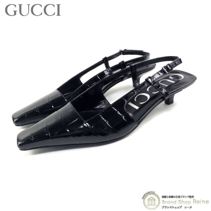 ���å� ��GUCCI�� �쥶�� ������������ ����󥰥Хå� �ѥ�ץ� ���������ȥ� �Хå����ȥ�å� �� ���塼�� #36 1/2 �֥�å���̤�����ʡ� ���