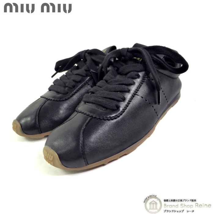 �ߥ奦�ߥ奦 ��MIUMIU�� �ץ�塼�� �ʥåѥ쥶�� �졼�����å� ���ˡ����� 5E114E �� ���塼�� #36 �֥�å��ڿ��ʡ� 