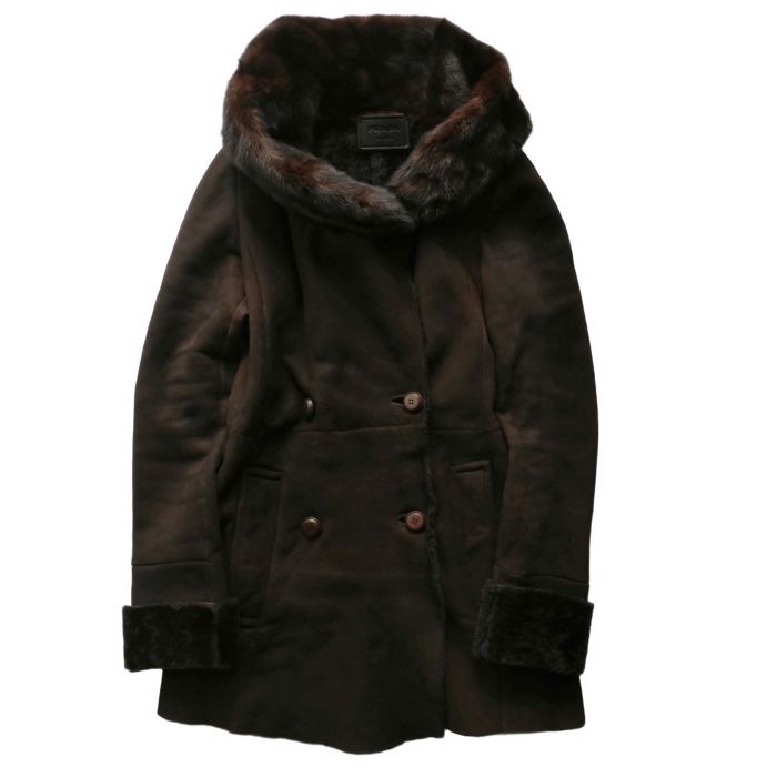 �ץ�� ��PRADA�� �������ɥ쥶���ߥߥ󥯥ե��� ���֥�֥쥹�� ���㥱�å� ���硼�ȥ�����  �֥饦�� ����������š� 