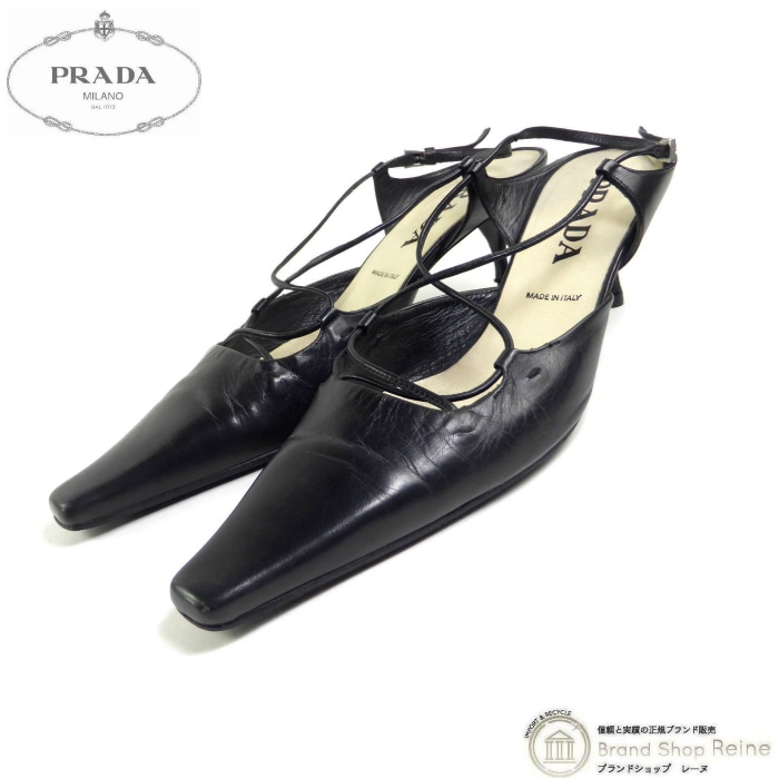 �ץ�� ��PRADA�� �쥶�� ���ȥ�å� �ѥ�ץ� ���������ȥ� ���塼�� �� #38 1/2 �֥�å�����š� 