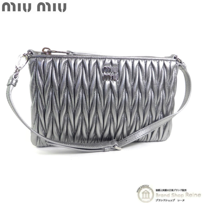 �ߥ奦�ߥ奦 ��MIUMIU�� MINI CONTENITRE �ޥƥ�å� �ϥ�ɥХå� 5NH019 CROMO�ڿ��ʡ� 