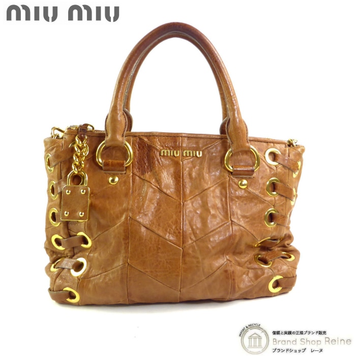 �ߥ奦�ߥ奦 ��MIUMIU�� �����֥��� ���ǥʥ��㡼���դ� �Ԥ߹��ߥ쥶�� 2way �ϥ�� �������� �Хå� �饤�ȥ֥饦���GO������š� 