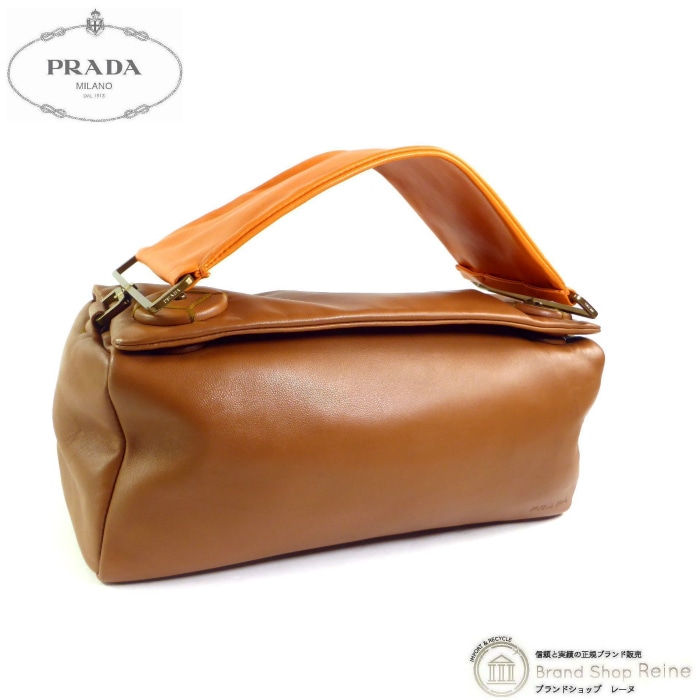 �ץ�� ��PRADA�� �ʥåѥ쥶�� �ܥå����������� �磻�ɥϥ�ɥ� �ϥ�� �Хå� BN0251 ����󥸡ߥ��Х�����š� 