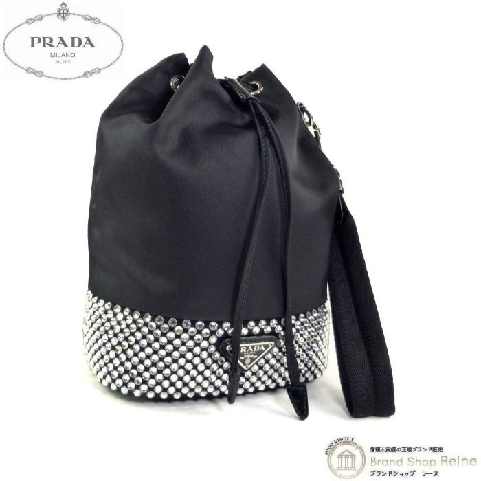 �ץ�� ��PRADA�� Re-Nylon �ƥ����� �ʥ�����ߥ��ꥹ���� �ݡ��� �ɥ������ȥ�� ����ƥ� ���� �Хå� 1NE041 �֥�å�����š� 