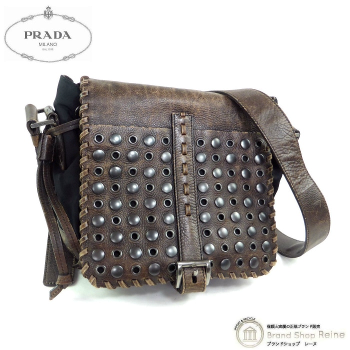 �ץ�� ��PRADA�� �ƥ����� �ʥ�����ߥ쥶�� �����å� �ե�å� �������� �Ф�ݤ� �Хå� BT0587 ������ơ��� NERO��MORO����š� 