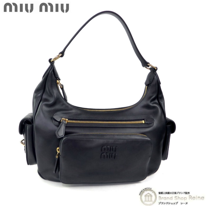 �ߥ奦�ߥ奦 ��MIUMIU�� �ݥ��å� �顼�� �ʥåѥ쥶�� �ۡ��ܡ� �ϡ��եࡼ�� ���ݤ� ��󥷥����� �Хå� 5BC189 NERO�ڿ��ʡ� 