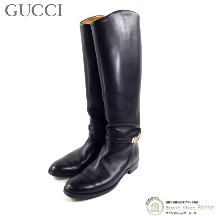 ���å� ��GUCCI�� �쥶�� ���󥰥֡��� �٥�ȶ��Хå��� �� ���塼�� 146893 ��36C �֥�å�����š� 