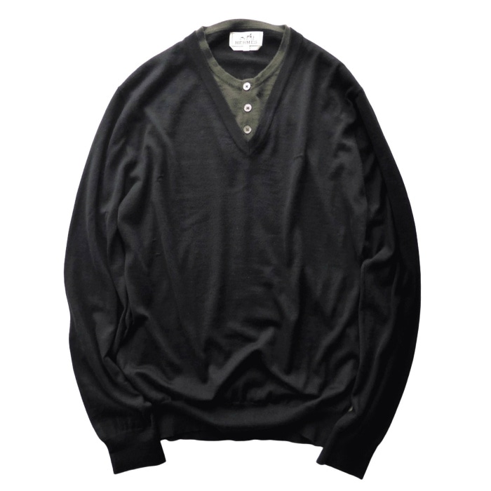 ����᥹ ��HERMES�� �����ߥ� V�ͥå��ߥإ�꡼�ͥå� �˥å� �������� #L �֥�å��ߥ����� ������ ��󥺡���š� 