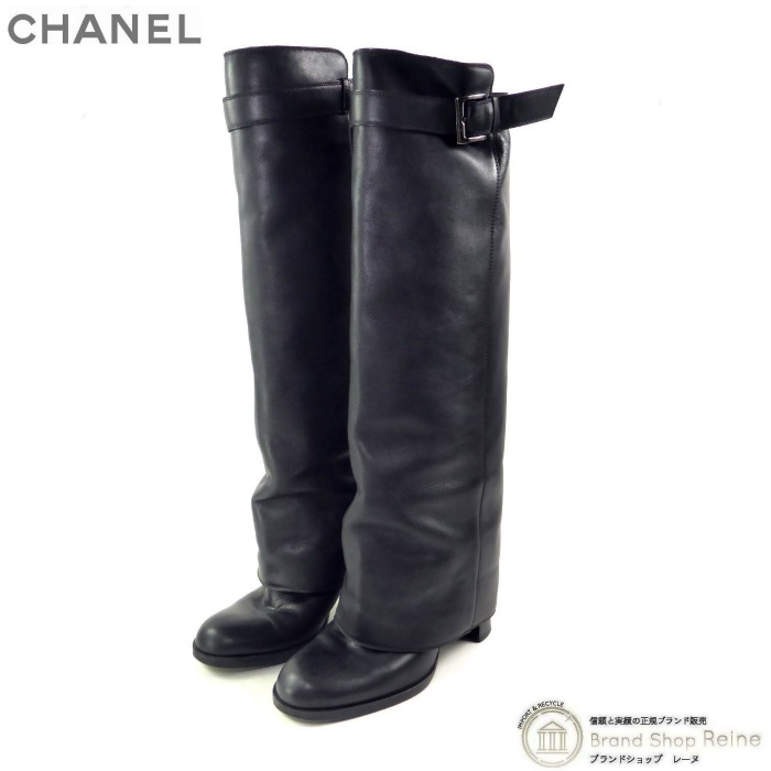 ����ͥ� ��CHANEL�� �쥶�� ���󥰥֡��� ������ơ��� ���塼�� �� #36 1/2 �֥�å�����š� 