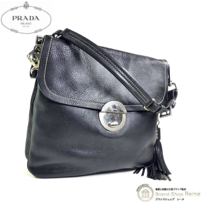 �ץ�� ��PRADA�� �쥶�� ���å�����㡼���դ� �������� ����å� �Хå� ���ݤ� �֥�å�����š� 