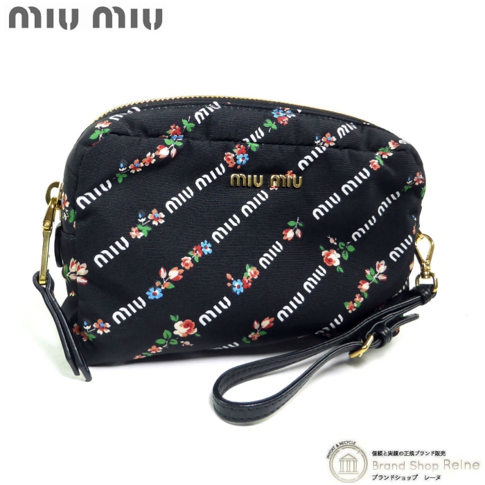 �ߥ奦�ߥ奦 ��MIUMIU�� ���� �ʥ����� FAILLE MIU FLOW ������ ���������꡼ �ݡ��� �Хå� 5NE458 �֥�å�����š� 