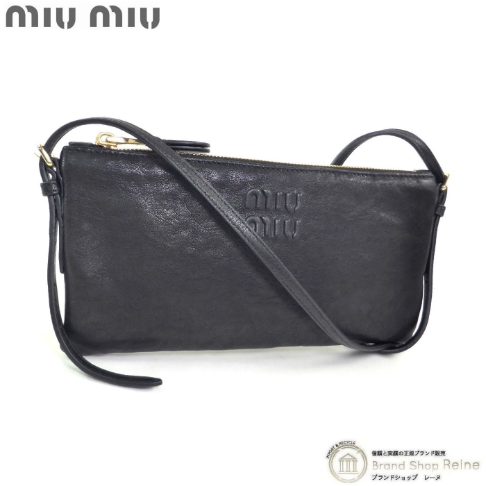 �ߥ奦�ߥ奦 ��MIUMIU�� ���� �ʥåѥ쥶�� 2way �������� ����å� �ݡ��� �Хå� 5NI007 NERO�ڿ��ʡ� 