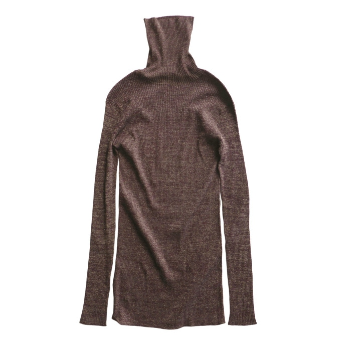 プラダ (PRADA) メタル ラメ リブ ニット タートルネック トップス #36 レッド系 P26259 ウェア【中古】