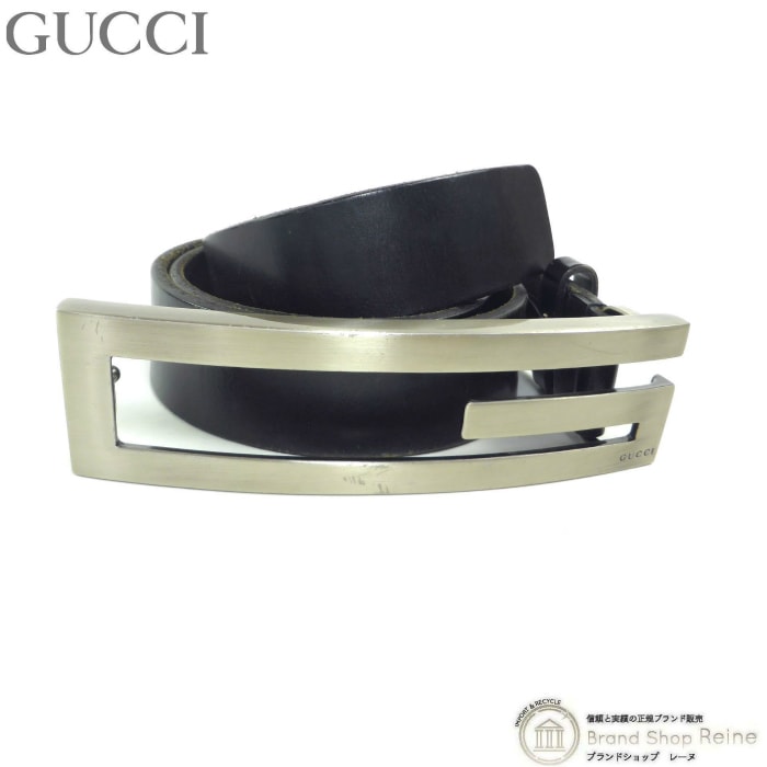 ���å� ��GUCCI�� �������� G�Хå��� �쥶�� �٥�� 80cm �֥�å���SV��� 036 2194 1345 ��󥺡���š� 