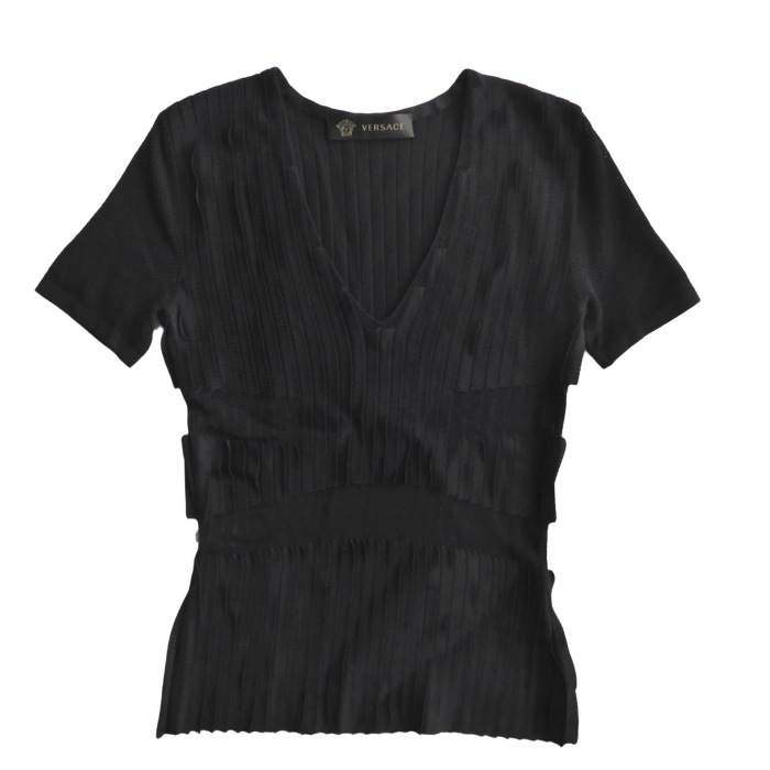 �����륵������ ��VERSACE�� ��å��� �ڤ��ؤ� T����� ���åȥ��� �ȥåץ� V�ͥå� 38 �֥�å� ����������š� 