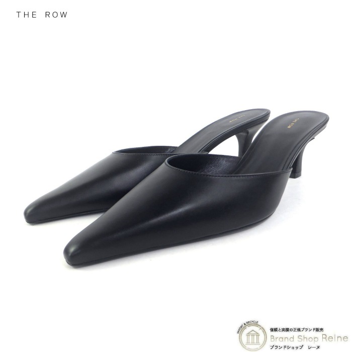THE ROW 黒 レザー ミュール ヒール5cm THE ROW 黒 レザー ミュール ヒール5cm ウィメンズ ヒール：ストラップ