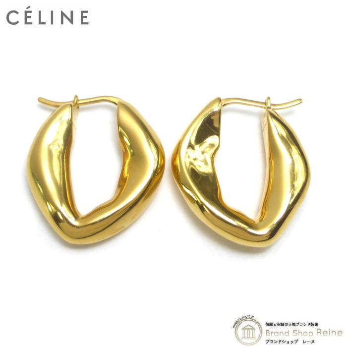old celine ピアス セリーヌ （CELINE） フープ ピアス ゴールド 旧ロゴ【中古