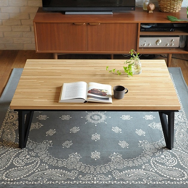 こたつテーブル 【幅120cm】フラットヒーター こたつテーブル モザイク調 幅120cm 長方形 フラットヒーター