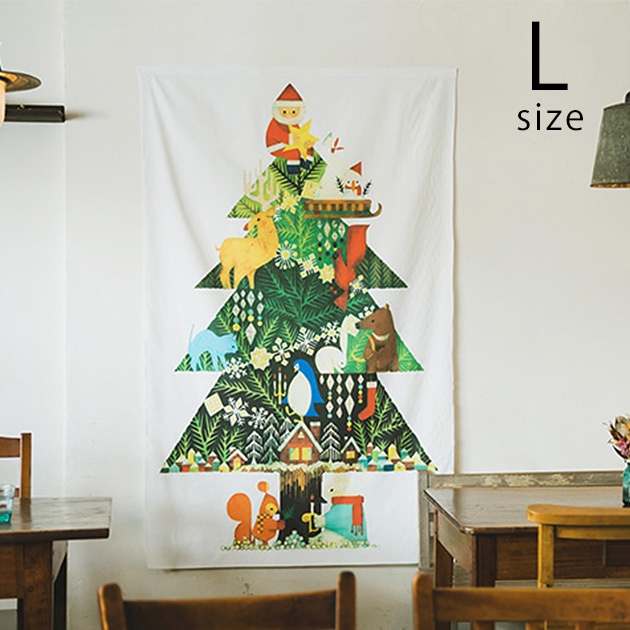 ファミリア　クリスマス　タペストリー　新品未使用 nunocoto クリスマスツリータペストリー（大）：福田利之【A】森の仲間