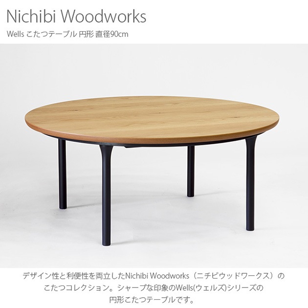 Nichibi Woodworks �˥��ӥ��åɥ���� Wells �����륺 �����ĥơ��֥� �߷� ľ��90cm