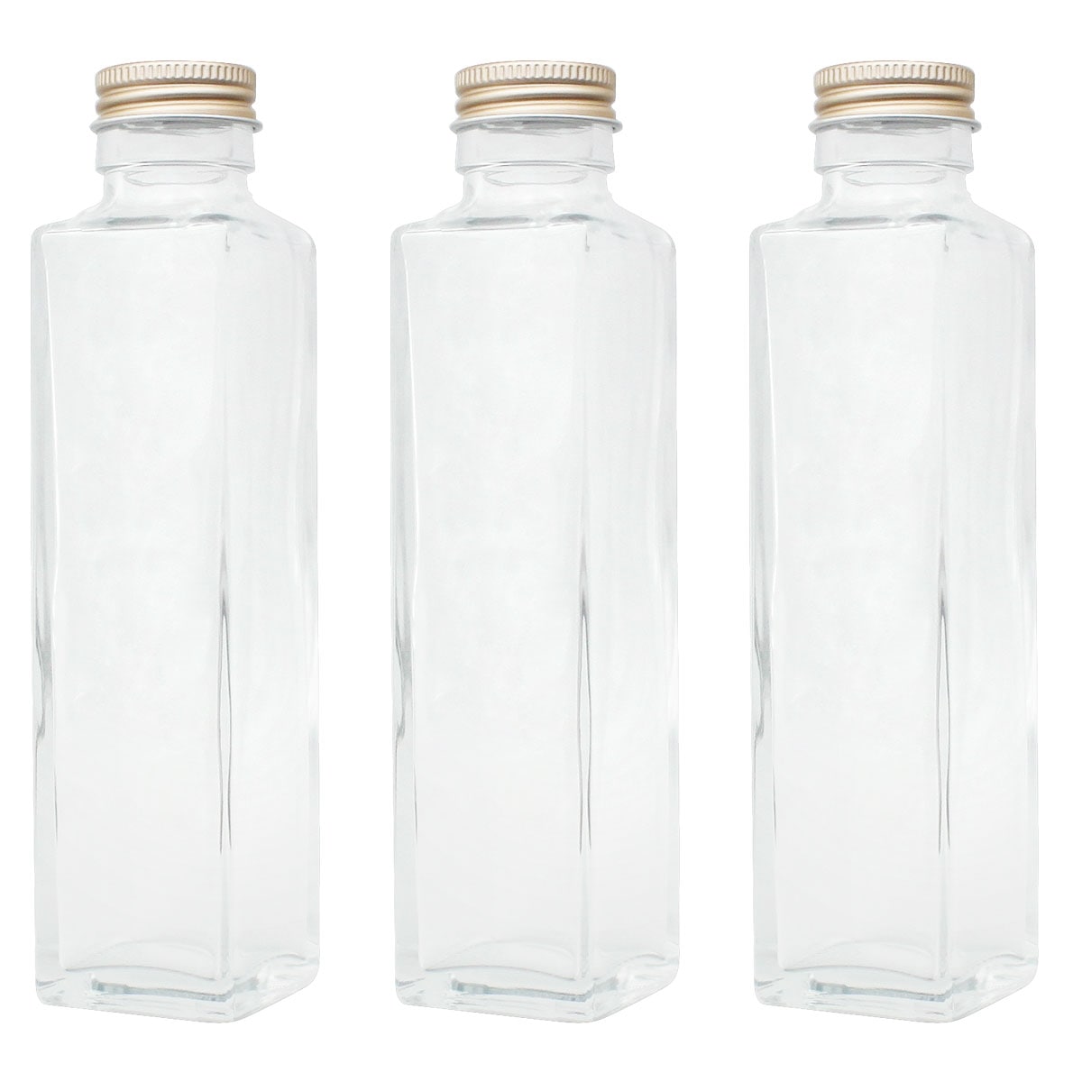 ガラス瓶角型150ml×3本セット(スクリューキャップ付)ガラス容器/オイル